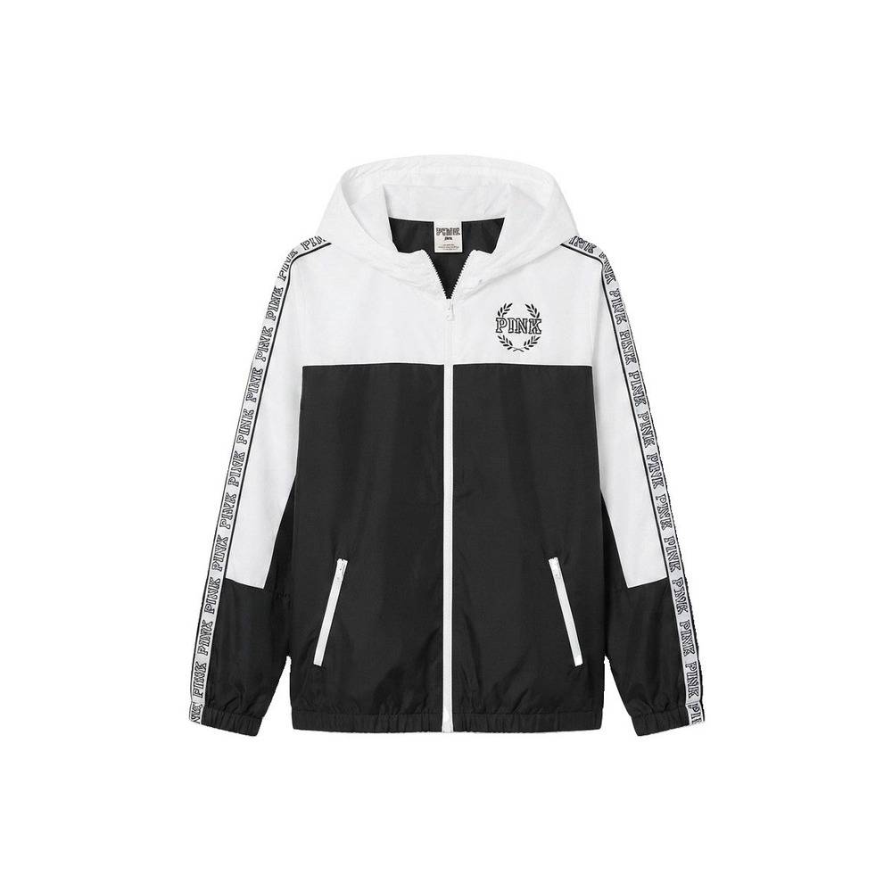 VICTORIA'S SECRET "PINK" ANORAK WINDBREAKER~BLACK & WHITE~SZ. M/L